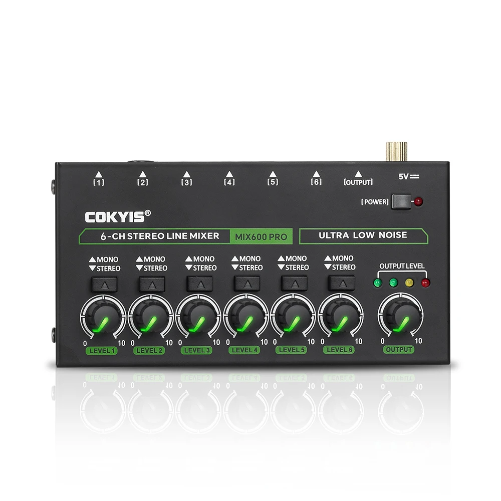 MIX600 Easy Operation Audio Mixer DC5V Power Supply Ultra Low Noise Independent Microphone Control for Precision Submixing - Image 3