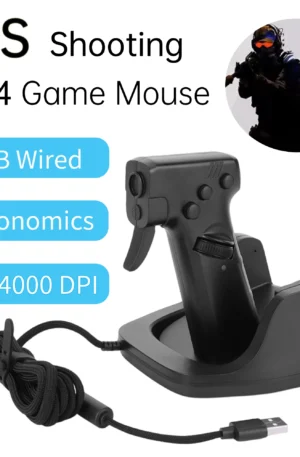 FPS Gaming Vertical Mouse Gun-Shaped E-Sports Handle Grip Shooting Mice USB Wired Two-Way Dpi Setting Game Mouse for PUBG Player