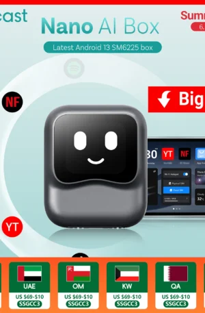 Nano Android 13 Wireless CarPlay Android Auto AI Box for Netflix Car Accessories for Benz Audi VW Ford Toyota