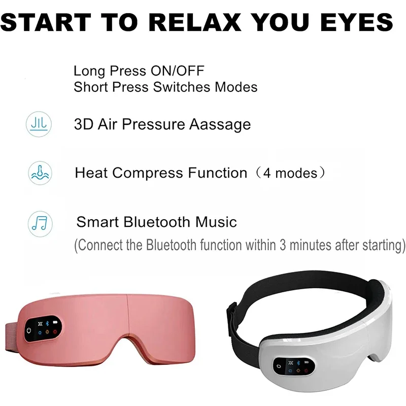 4D Eye Massager Smart Airbag Vibration Electric Eye Massage Instrument Eyes Care Glasses Beauty With Bluetooth Music Health Care - Image 4