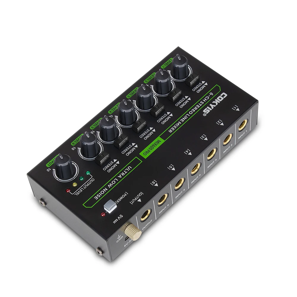 MIX600 Easy Operation Audio Mixer DC5V Power Supply Ultra Low Noise Independent Microphone Control for Precision Submixing