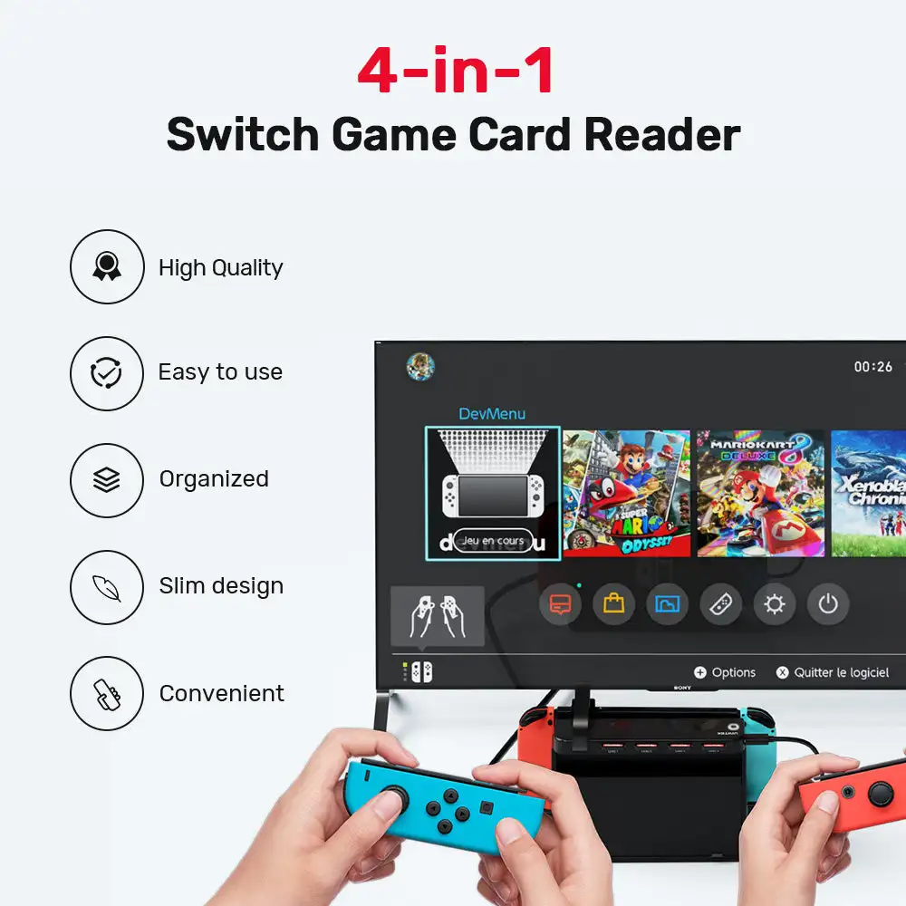 4-in-1 For Nintendo Switch & Switch OLED & Switch Lite Game Card Reader Holder Switch Peripherals Dock Gaming Accessories G1002D