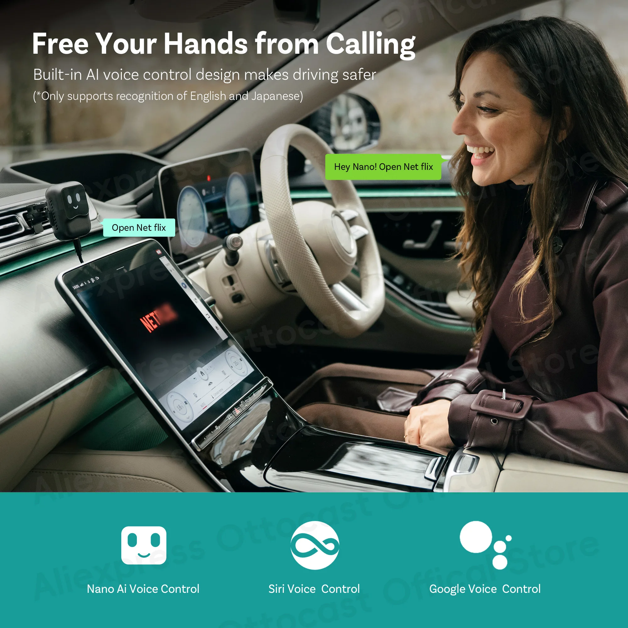 Nano Android 13 Wireless CarPlay Android Auto AI Box for Netflix Car Accessories for Benz Audi VW Ford Toyota - Image 2